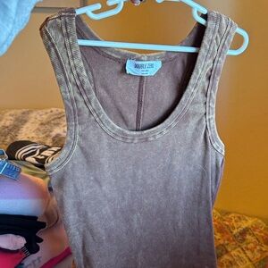Double Zero Tan Ribbed Tank Top